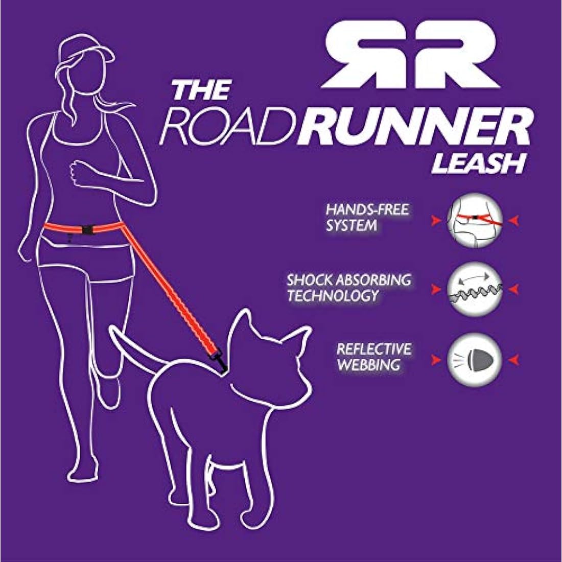 EzyDog Road Runner Hands-Free Dog Leash – Durable Soft Touch Webbing