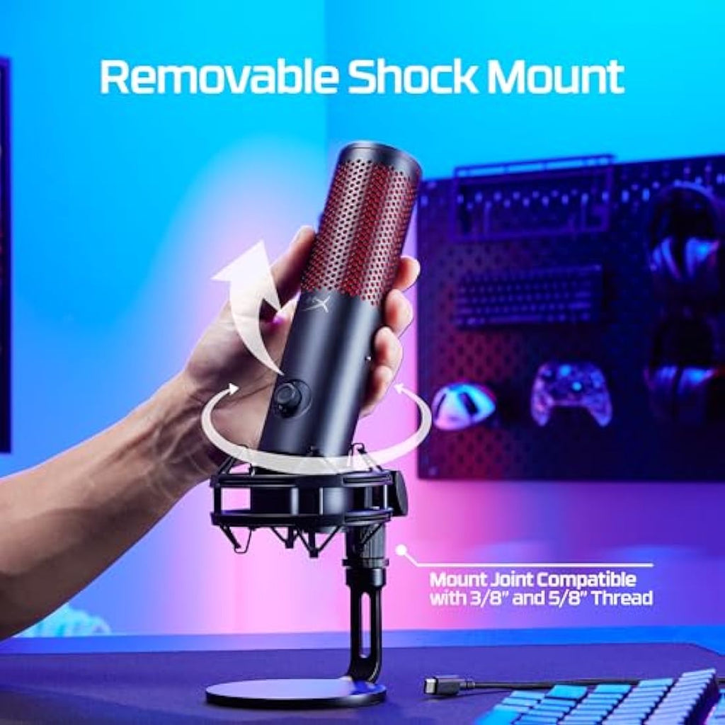 HyperX QuadCast 2 USB Microphone - 24-bit Hi-Res Gaming & Streaming Mic
