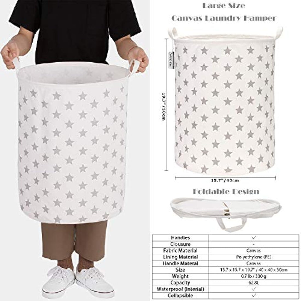 Jolof Store Large Folding Laundry Hamper | Waterproof Ramie Cotton Basket