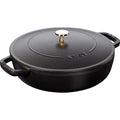 STAUB Cast Iron Sauté Pan with Chistera Lid - Black, 28 cm, 3.7 L