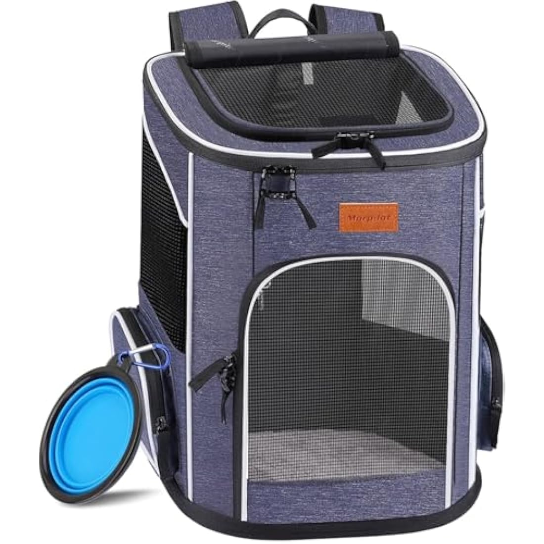 Morpilot Foldable Cat Carrier Backpack – Ventilated Pet Travel Bag, Blue