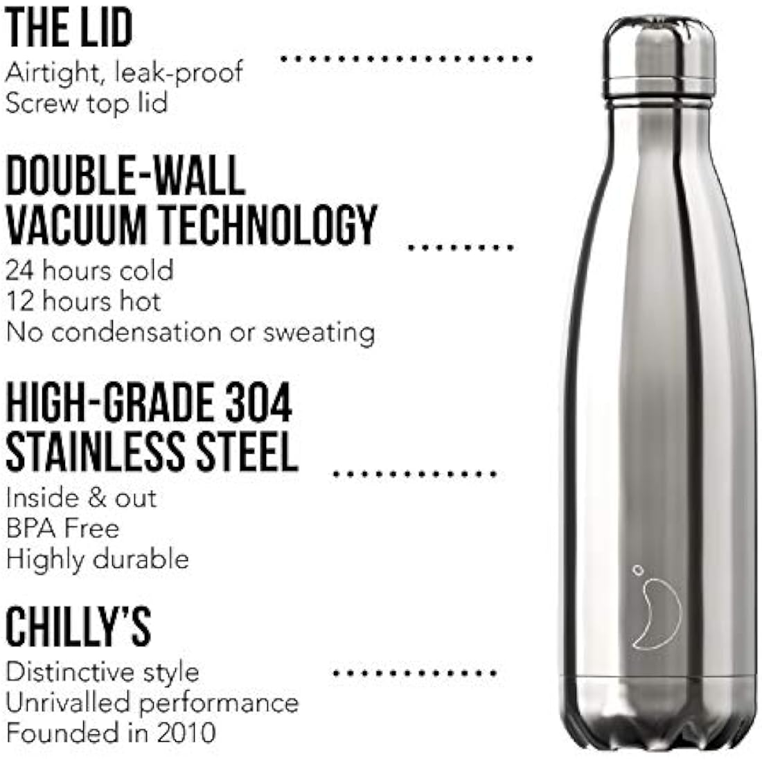 Chilly's V2 Insulated Water Bottle – 1.8L Leak-Proof Stainless Steel