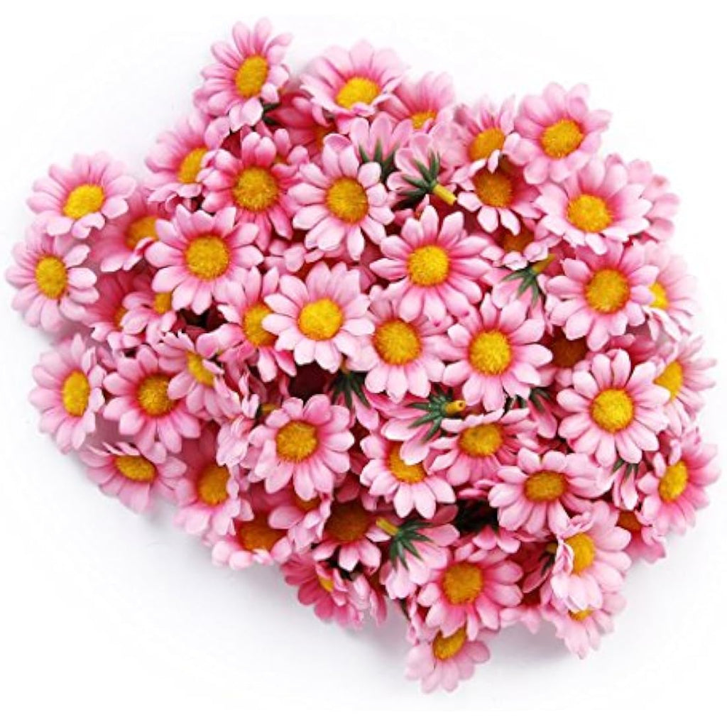 Jolof Store 100pcs Artificial Silk Gerbera Daisy Flower Heads - Dark Pink
