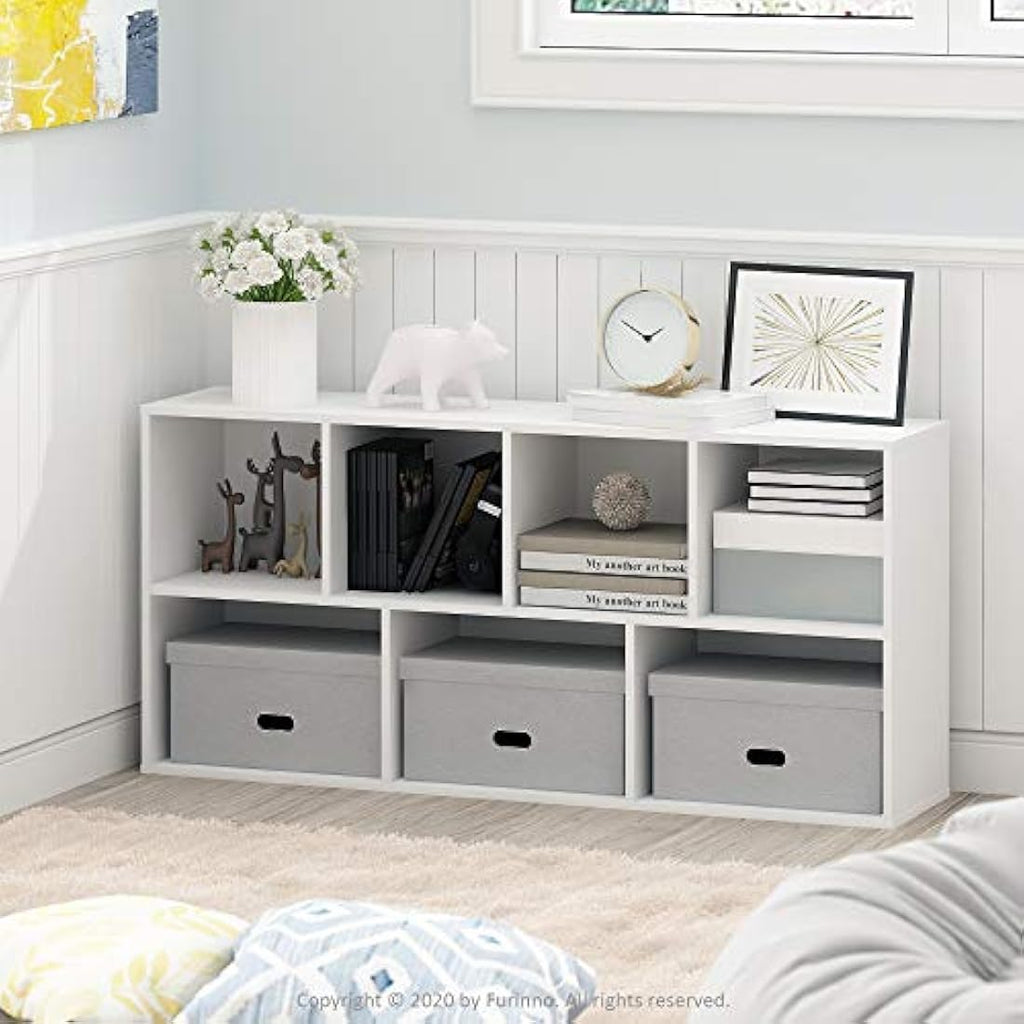 Furinno Luder 7-Cube Reversible Open Shelf - White Engineered Wood