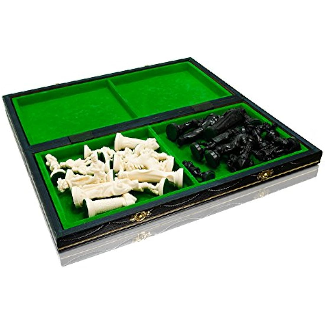 Viking Wooden Chess Set – 16 Inch Weighted Chrome Pieces