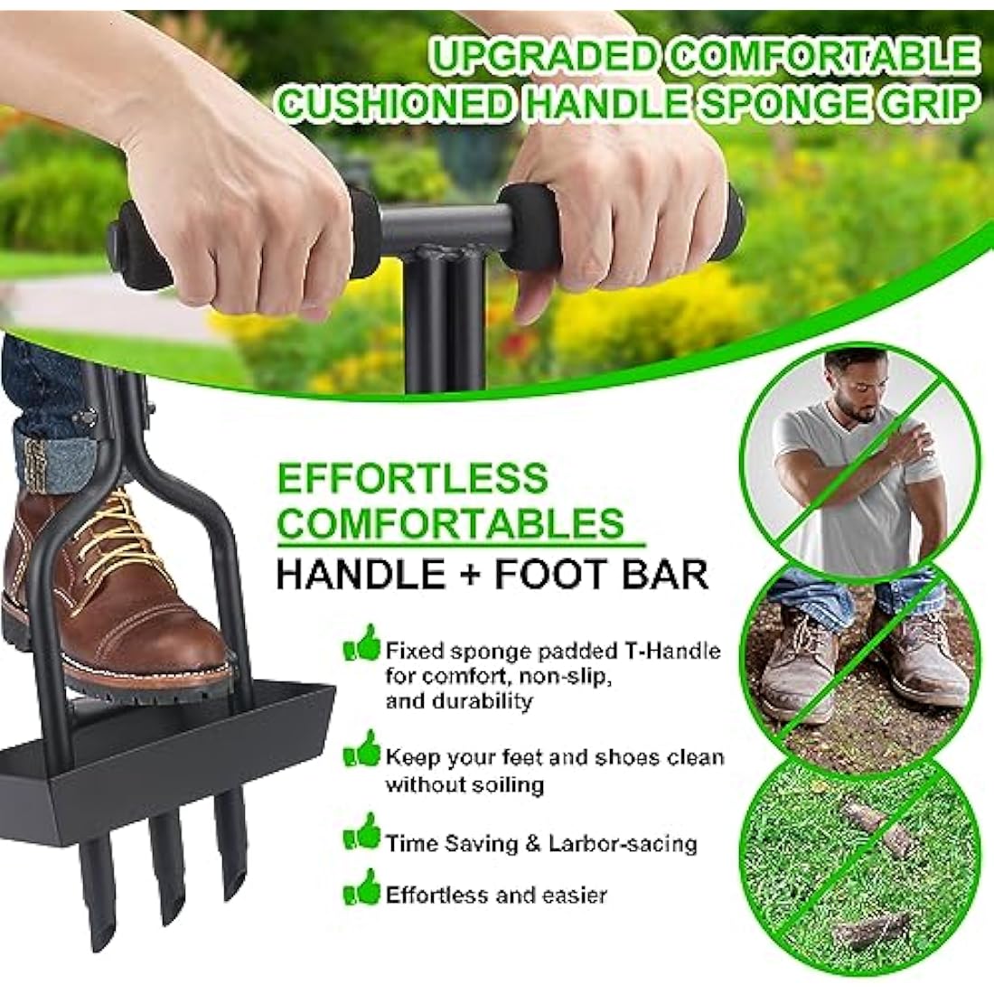 MEIIOFS Manual Lawn Core Aerator with Soil Storage Tray – Durable Alloy