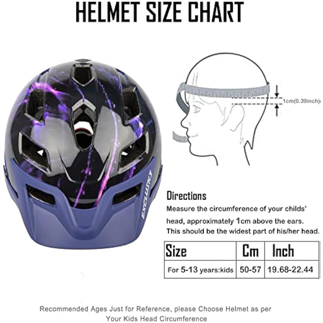 Exclusky Kids Bike Helmet | Adjustable Safety Gear for Ages 5-13