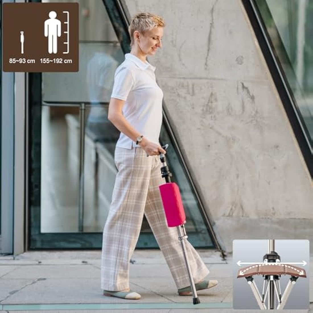 Ta-Da Chair PRO | Adjustable Walking Stick with Seat – Brown