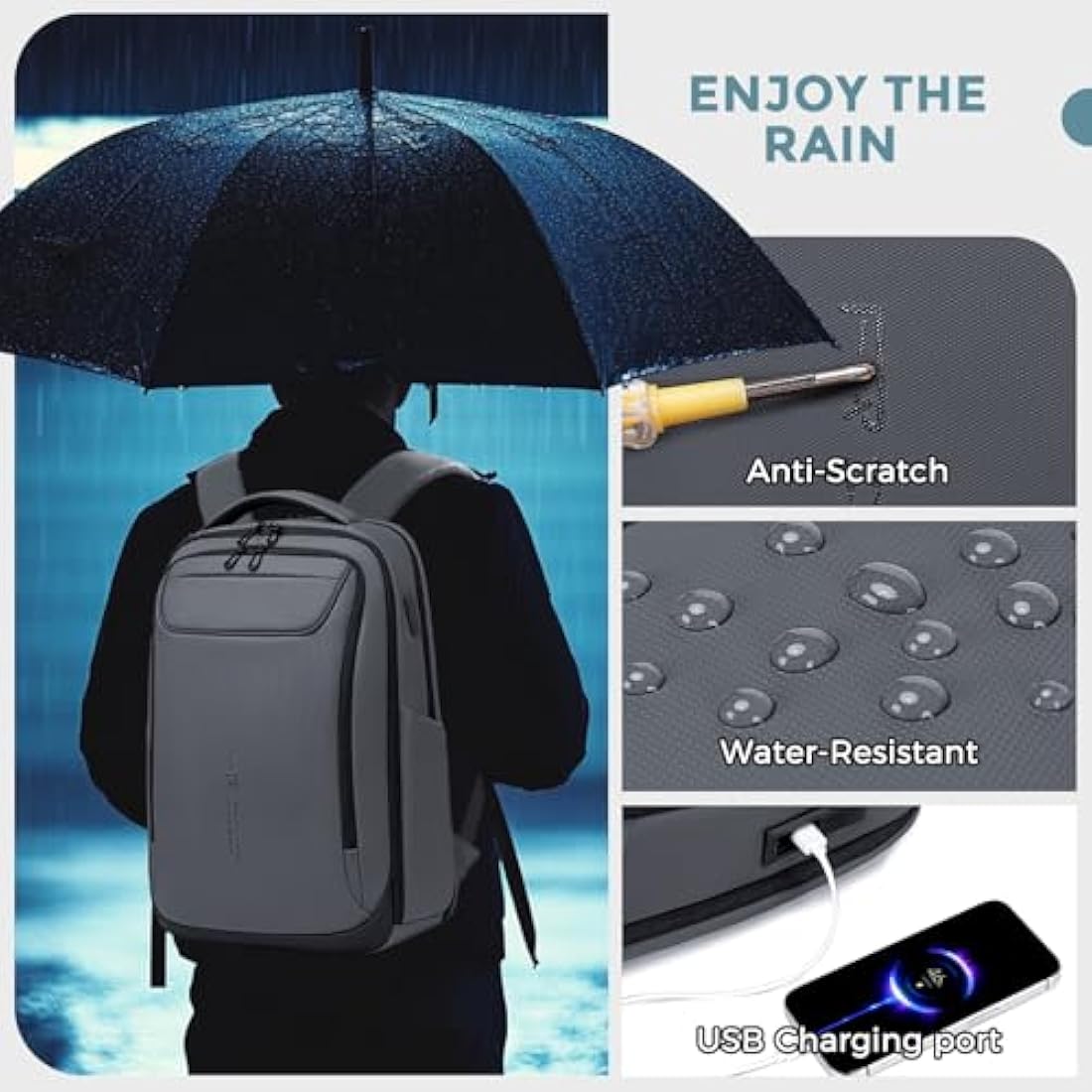 Fenruien 15.6" Business Laptop Backpack | Anti-Theft 1800D Water-Resistant
