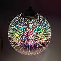 KRUIHAN 3D Firework Glass Pendant Light – Silver Globe Chandelier, 25CM