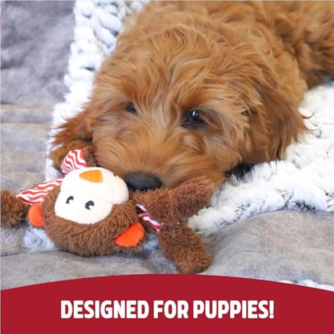 Rosewood Little Nippers Cheeky Chimp Puppy Toy – Squeaky Plush Teether