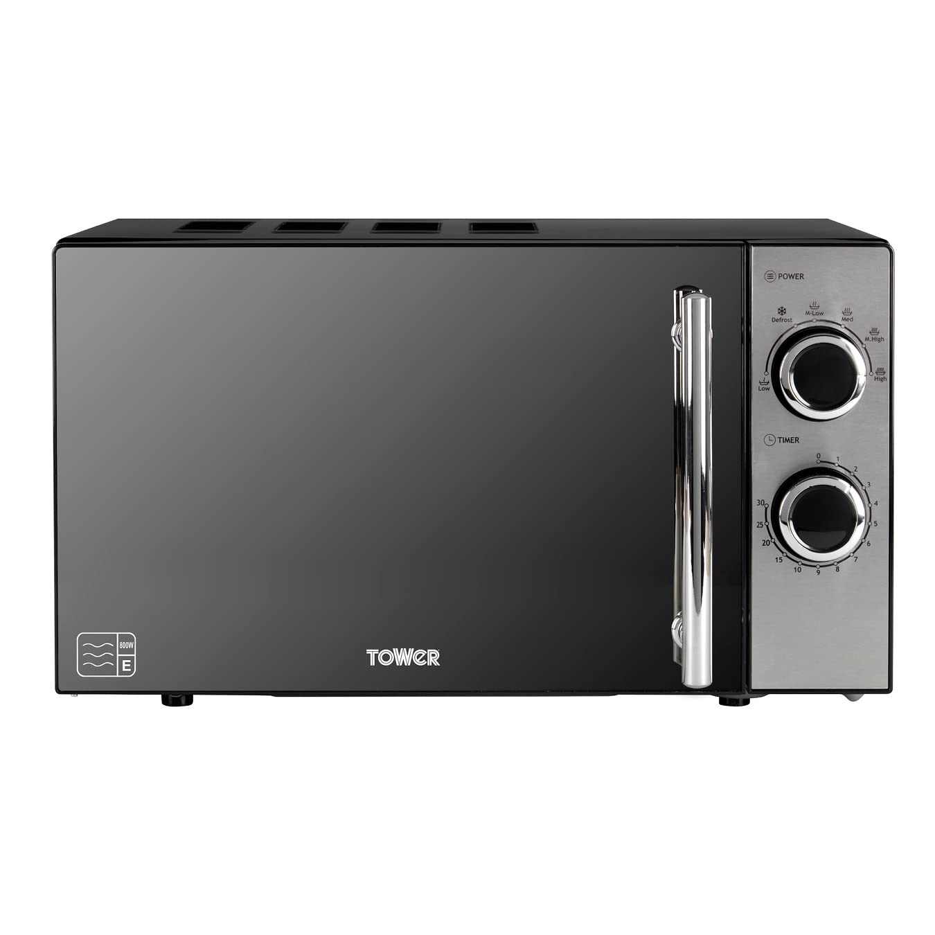 Tower T24015 800W 20L Microwave Oven with 5 Power Levels - Black