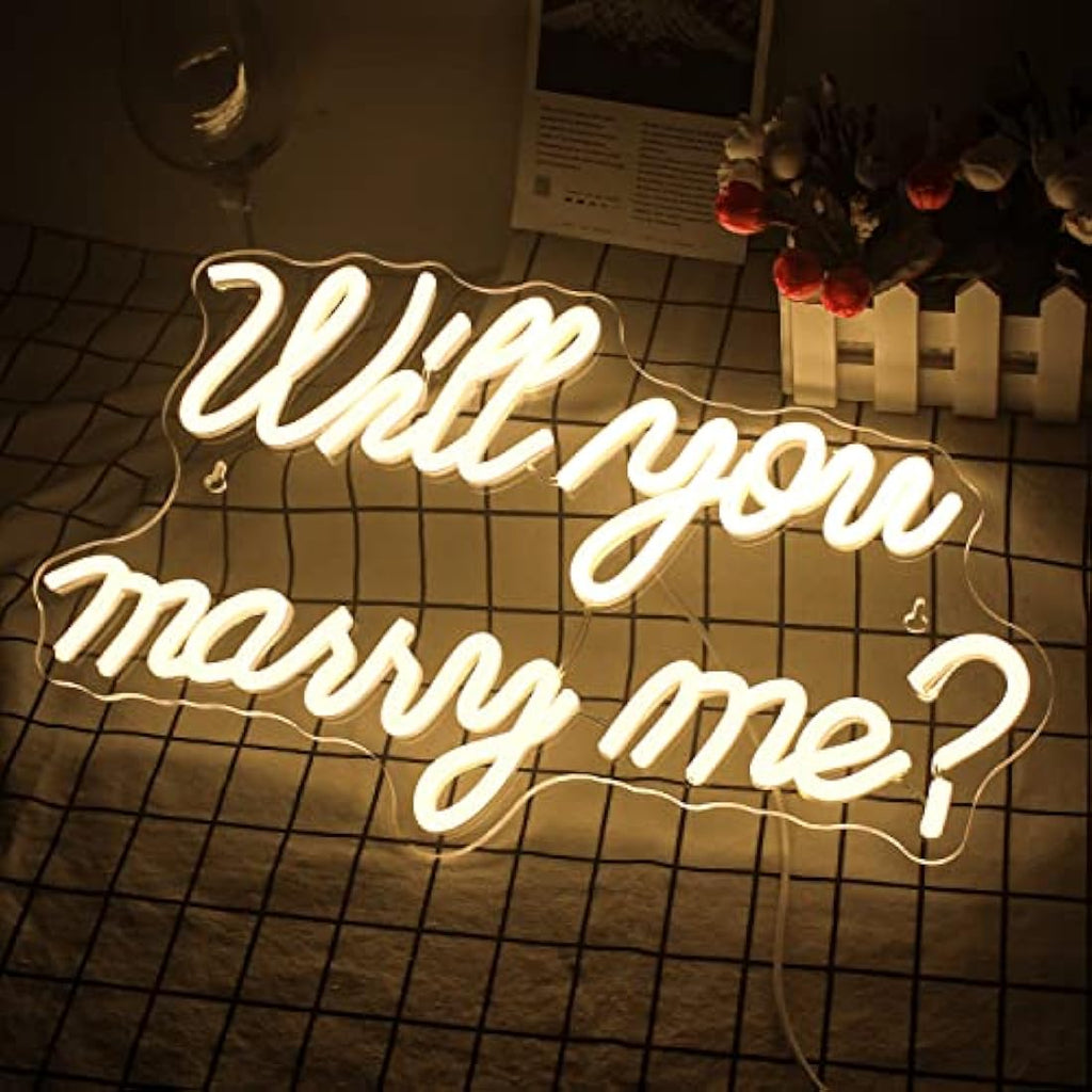 Wanxing Will You Marry Me Neon Sign – Warm White LED Proposal Decor