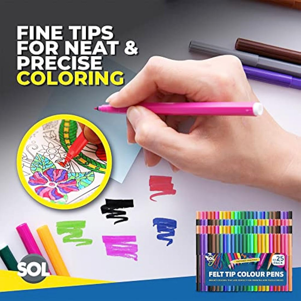 100 Felt Tip Colouring Pens for Adults and Kids – Art Markers