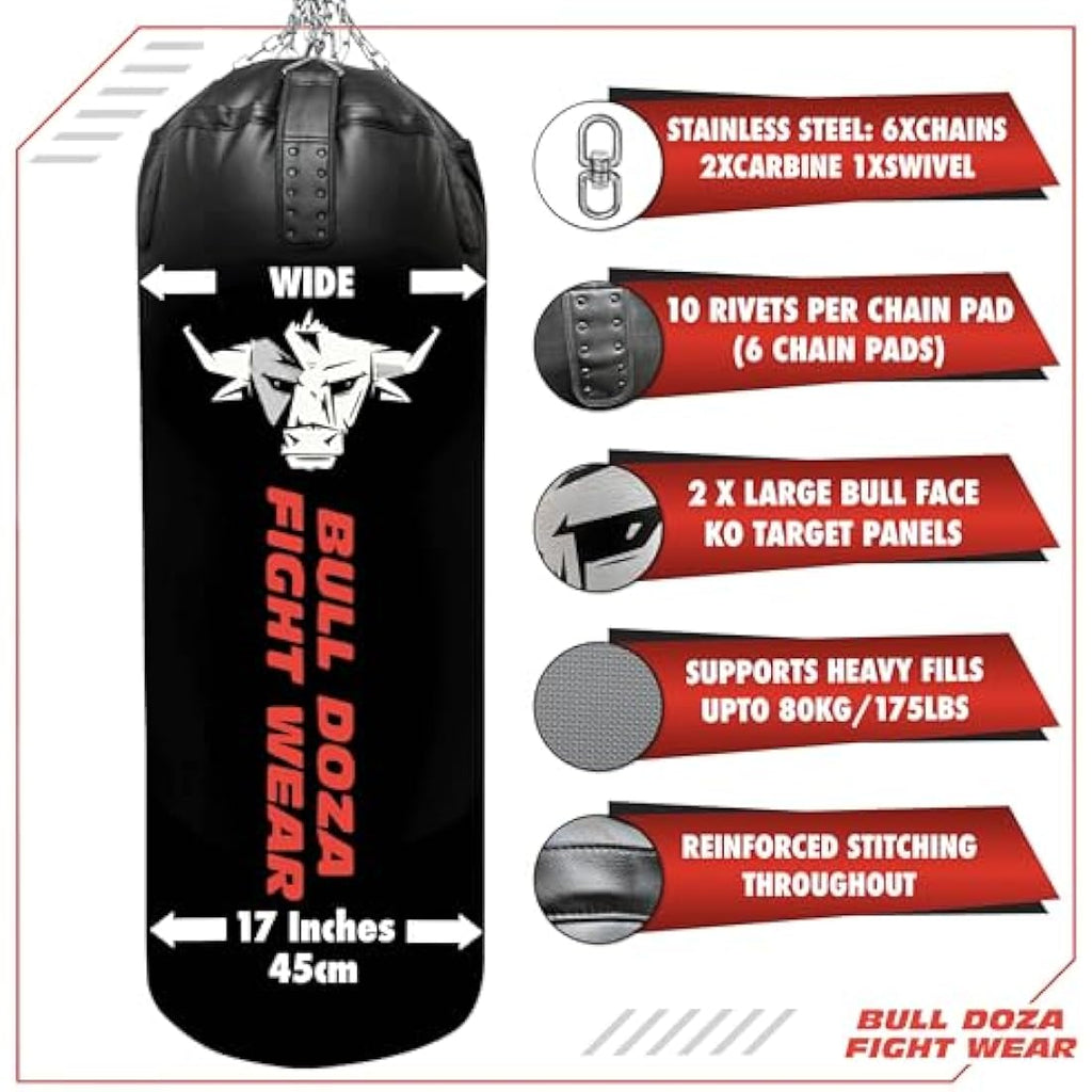 Bull Doza Heavy-Duty XL Tank Punching Bag – Self-Fill Canvas Boxing Bag