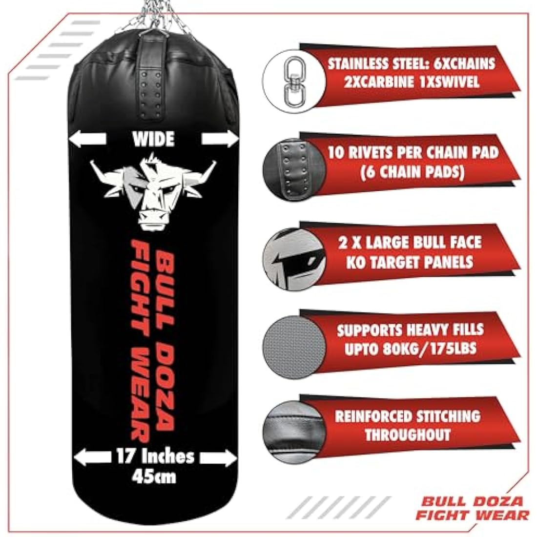 Bull Doza Heavy-Duty XL Tank Punching Bag – Self-Fill Canvas Boxing Bag