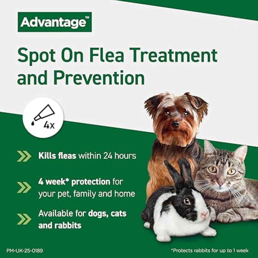Advantage Flea Treatment for Large Cats and Rabbits Over 4kg | 4 Pipettes