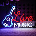 Live Music Guitar Neon Sign - Dimmable LED Wall Decor