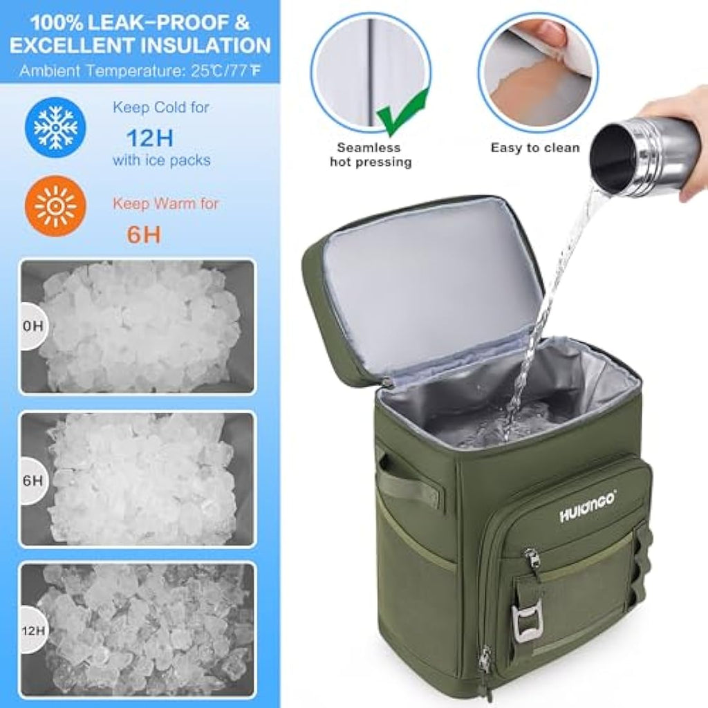 Hulongo Insulated Cooler Backpack | 35-Can Large Waterproof Leakproof Bag