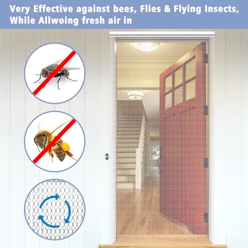 VerRich Aluminium Chain Door Fly Screen | 70x200cm Silver Insect Curtain