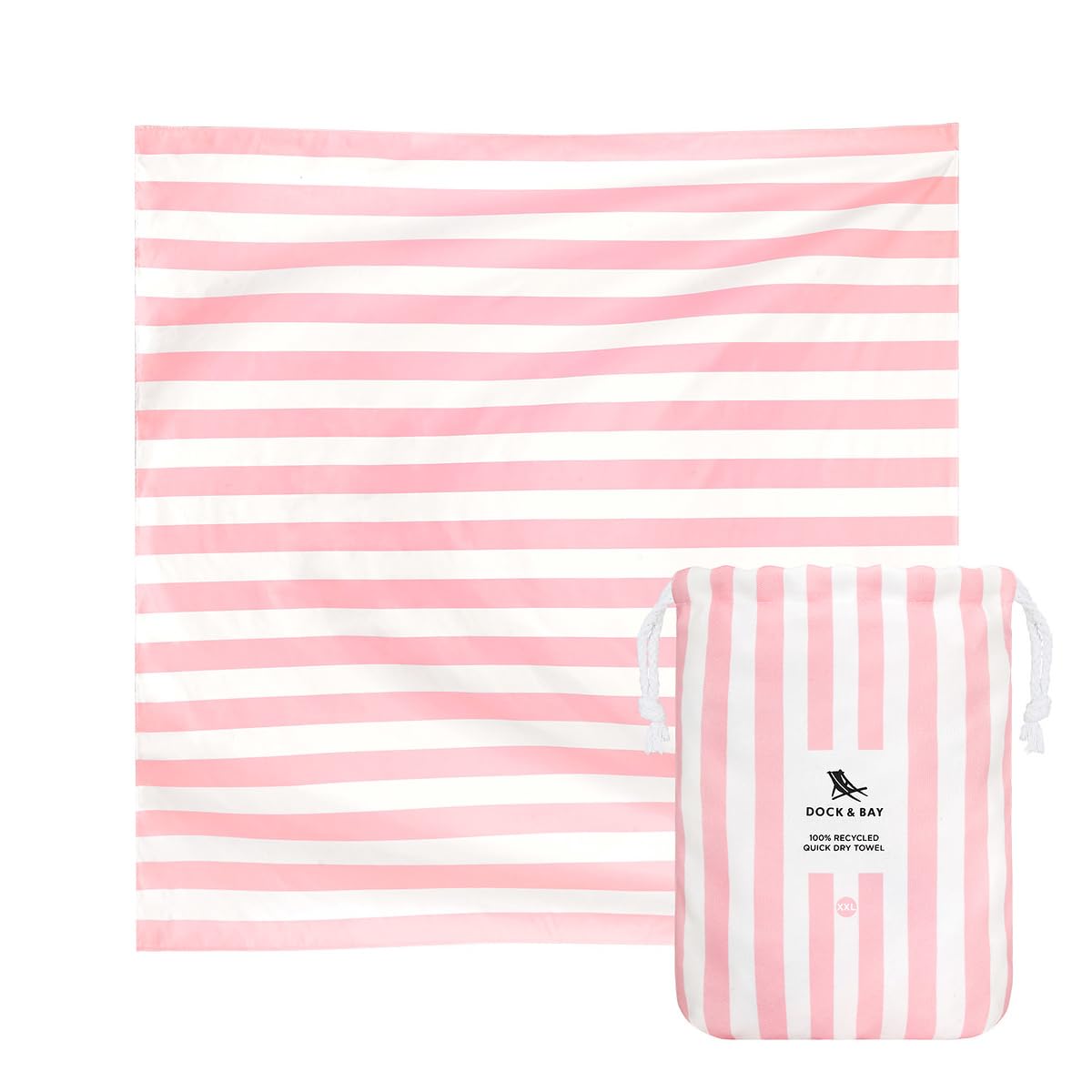Dock & Bay Quick Dry Sand Free Beach Towel – Recycled Malibu Pink XXL