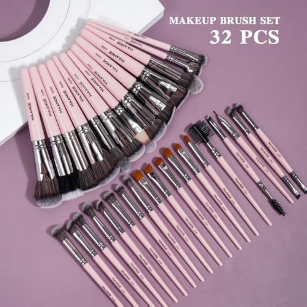 MAANGE 54 Pcs Professional Makeup Brush Set with Travel Bag – Pink