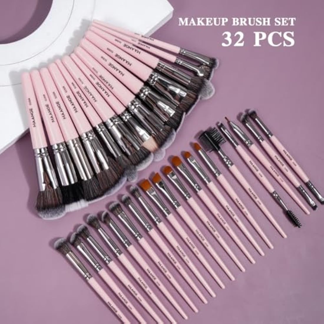 MAANGE 54 Pcs Professional Makeup Brush Set with Travel Bag – Pink