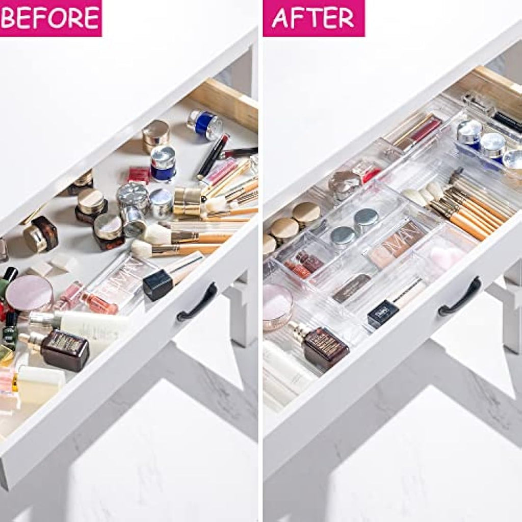 Jolof Store 25 PCS Clear Plastic Drawer Organizer Trays for Makeup