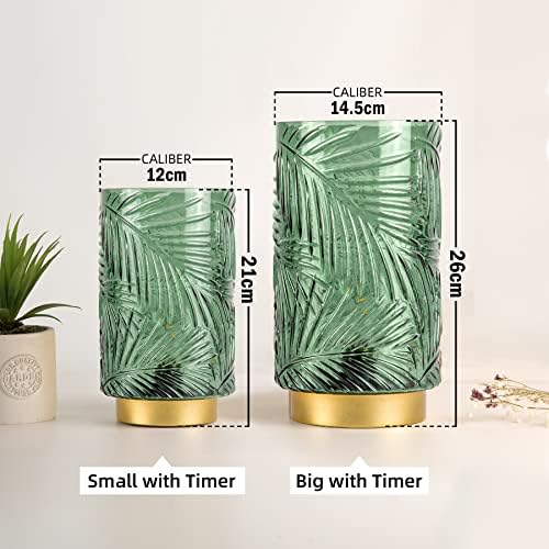 MJ PREMIER Cordless Battery Operated Table Lamp with Timer – Green Glass