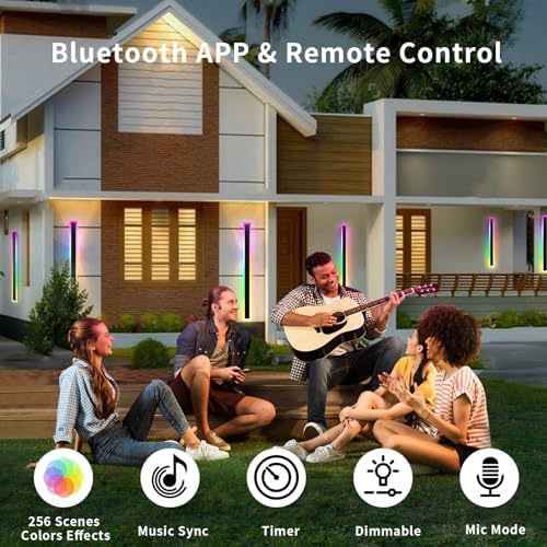 Zihoi RGB Outdoor Wall Lights – 100CM Smart LED Sconce 2-Pack