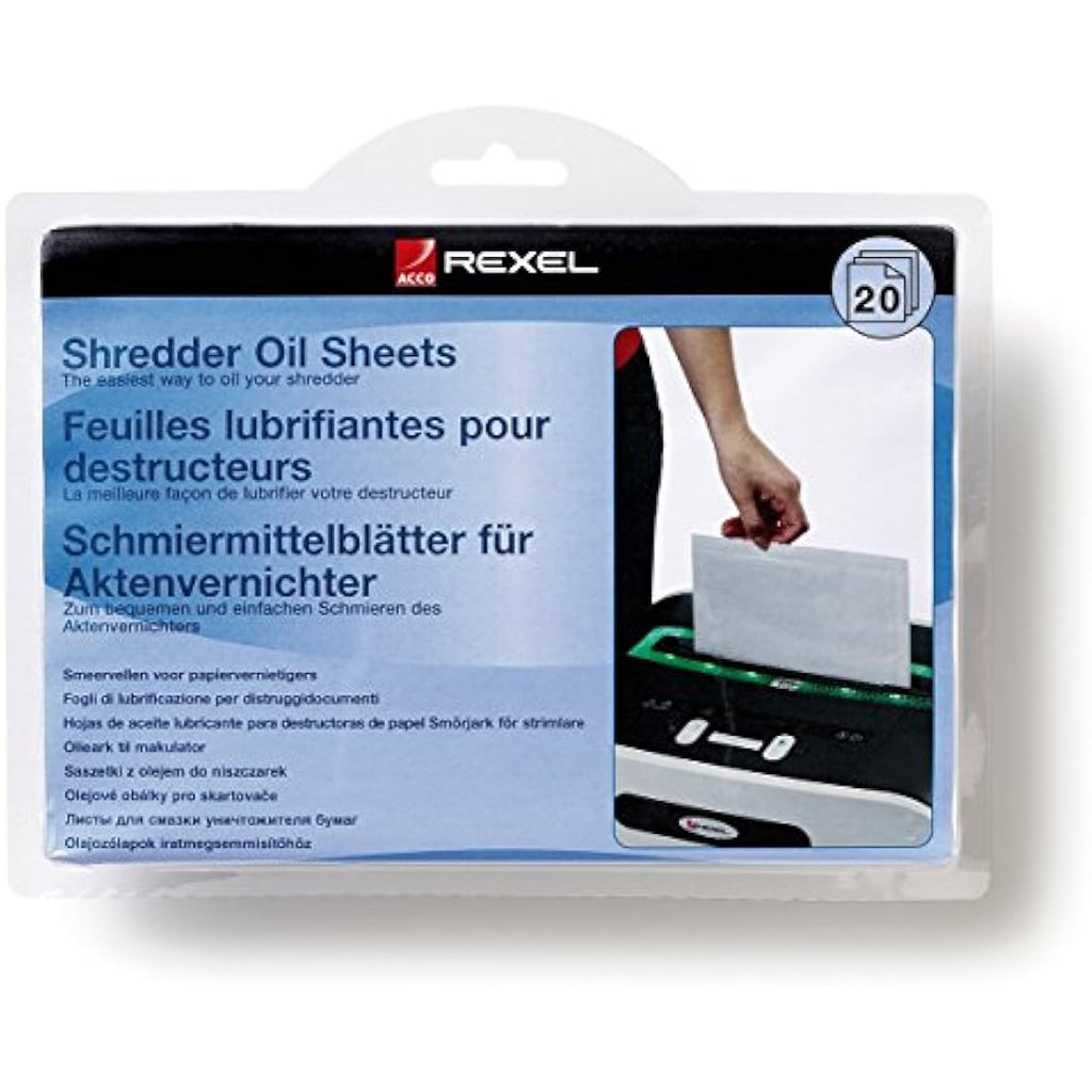 Rexel Shredder Oil Sheets – Maintenance & Care Pack of 20, A5 Size