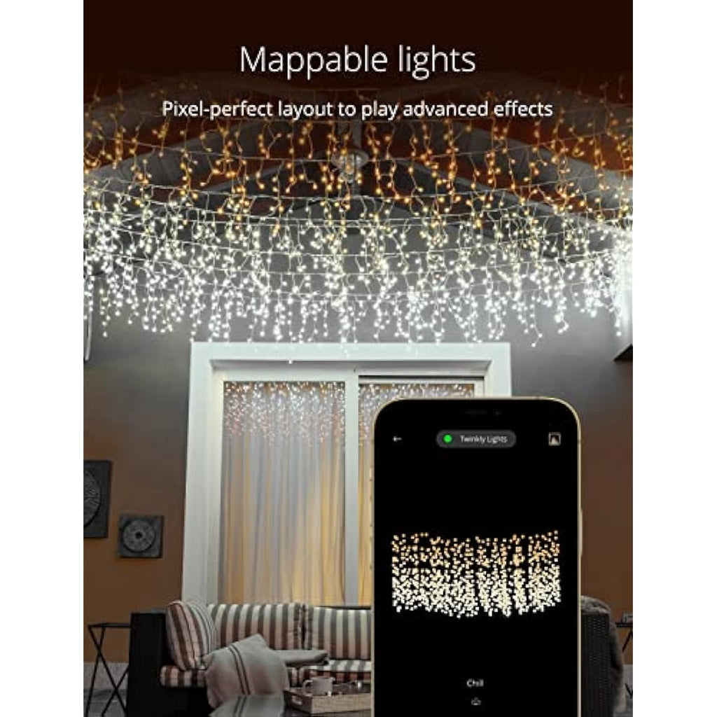 Twinkly Icicle 190 LED Smart White Cascade Lights | App Controlled