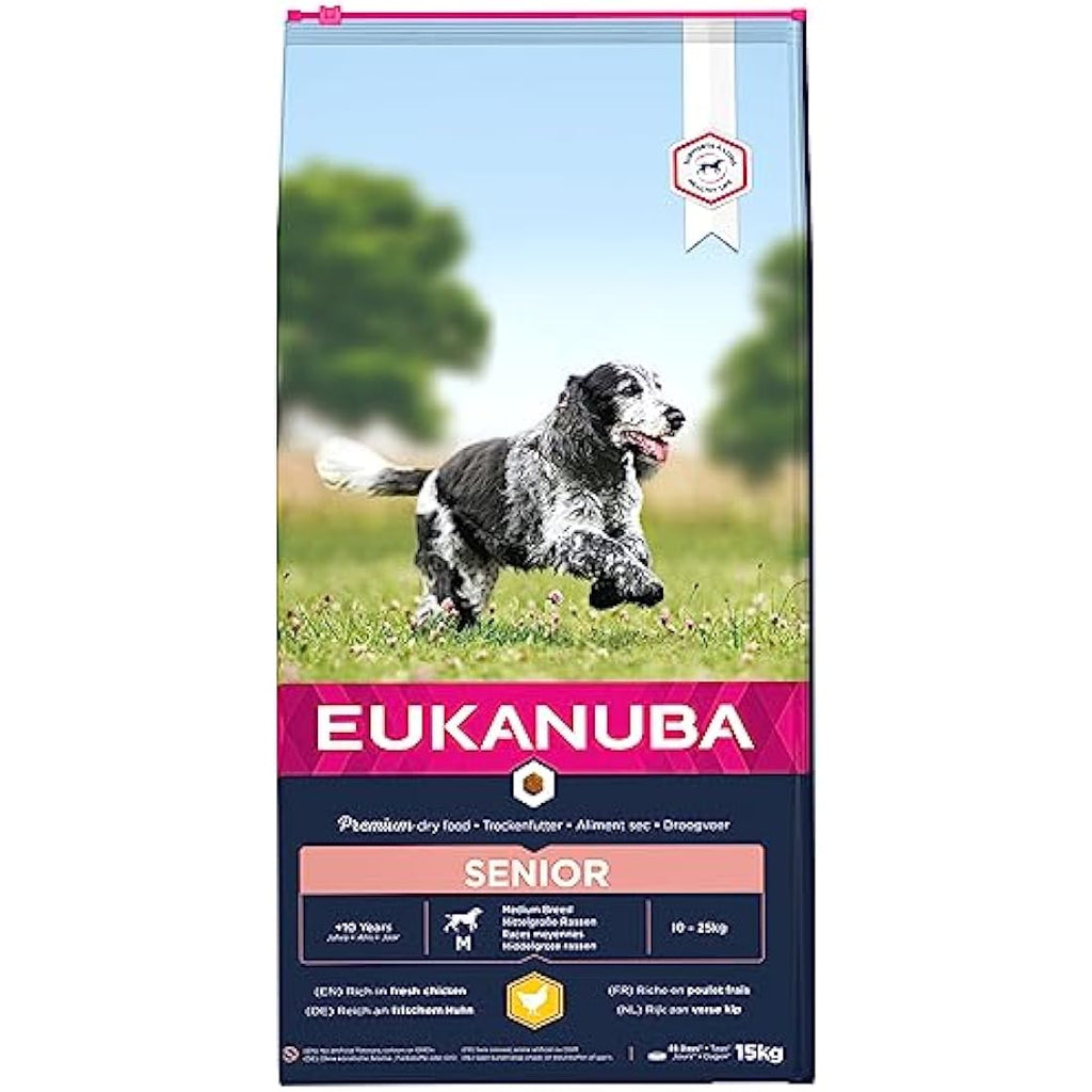 Eukanuba Senior Medium Breed Dry Dog Food – Fresh Chicken, 15kg