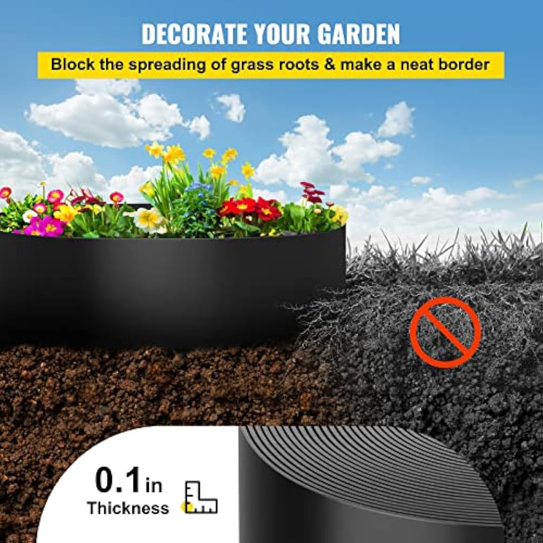 VEVOR 150 ft Landscape Edging – 10 inch HDPE Flexible Garden Border