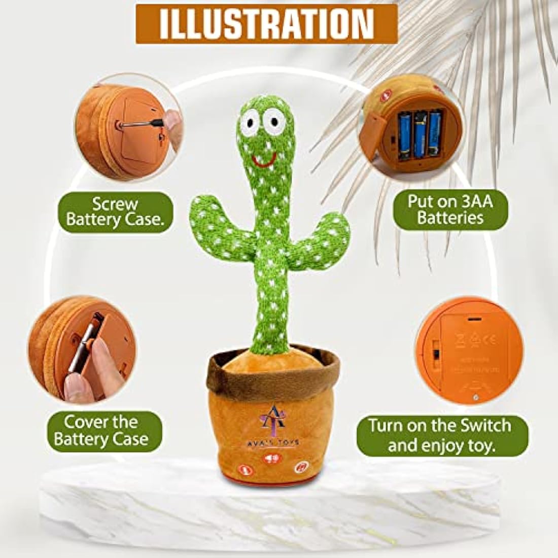 Ava's Toys Dancing Cactus | Volume Control Talking & Singing Plush Toy