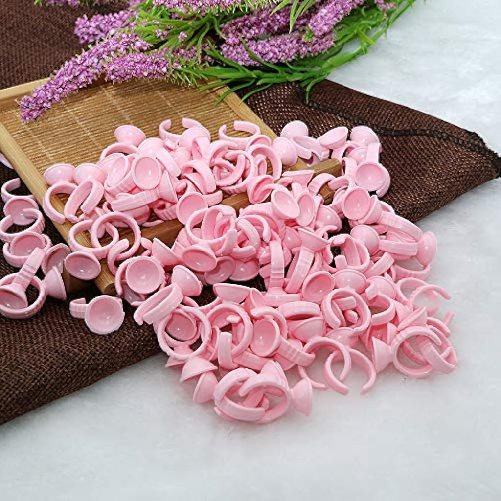Lash Extension Glue Rings – 100PCS Pink Disposable Cups