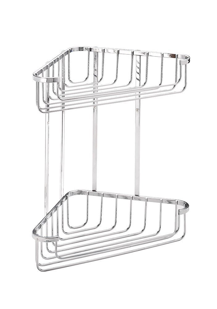 Croydex 2-Tier Corner Shower Caddy – Stainless Steel Chrome Shelf