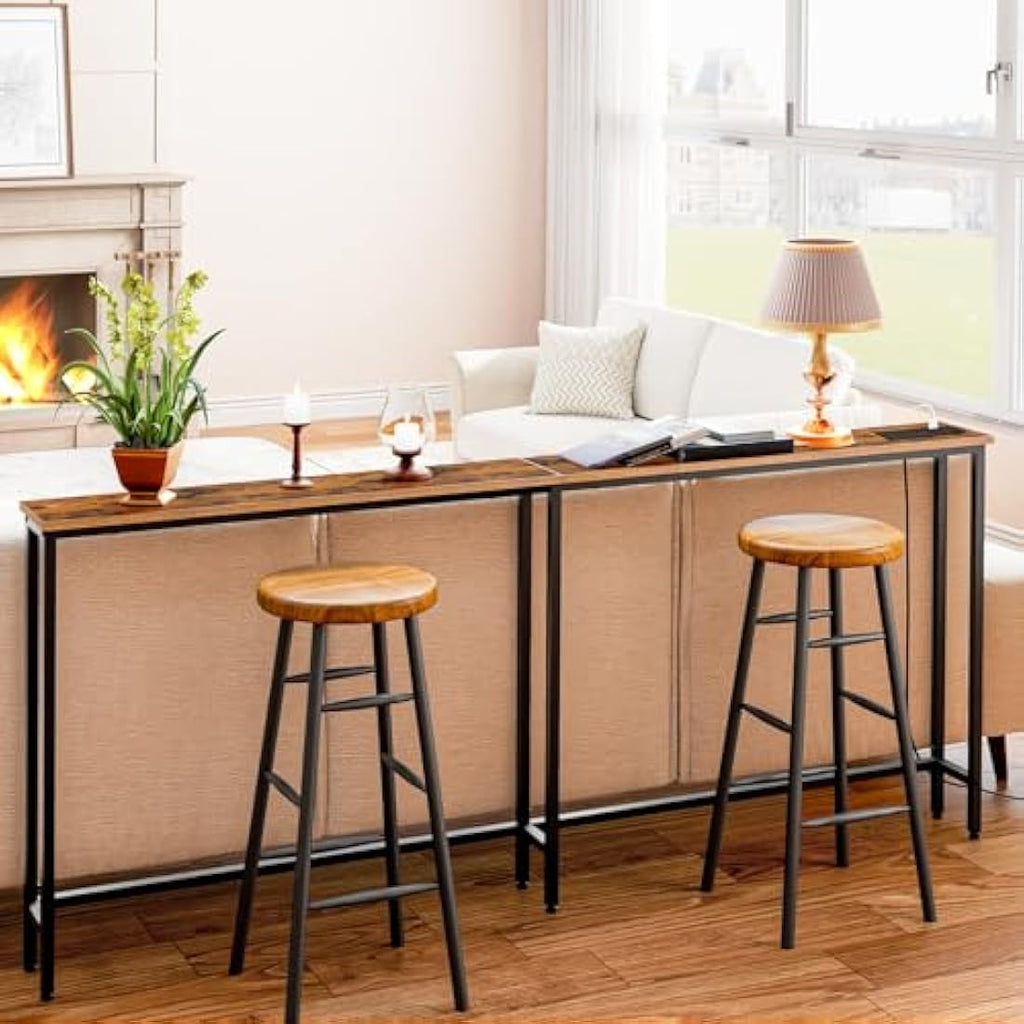 HOOBRO Slim Console Table with Charging Station | 180cm Narrow Sofa Table
