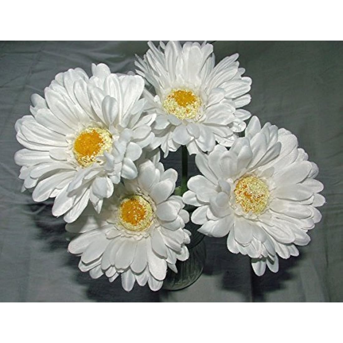 Jolof Store Artificial Gerbera Daisy Single Stem White Flowers | 12 Pack
