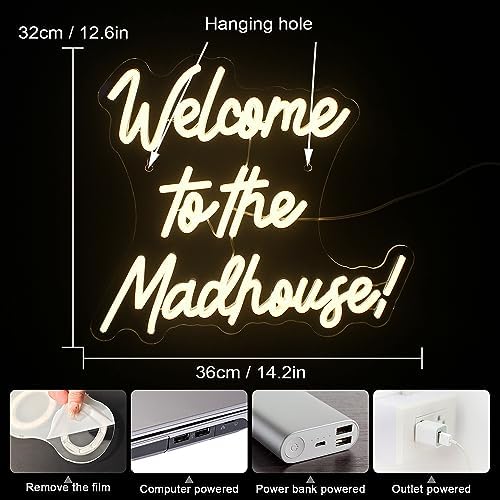Horseneon Welcome to The Madhouse LED Neon Sign | Acrylic Wall Decor