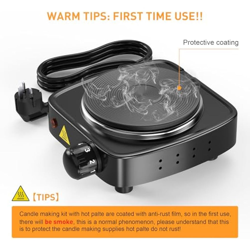 Ohcans Candle Making Kit with Electric Hot Plate | 900ml DIY Starter Set