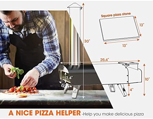 Mimiuo Outdoor Wood & Pellet Pizza Oven with Stone and Foldable Peel