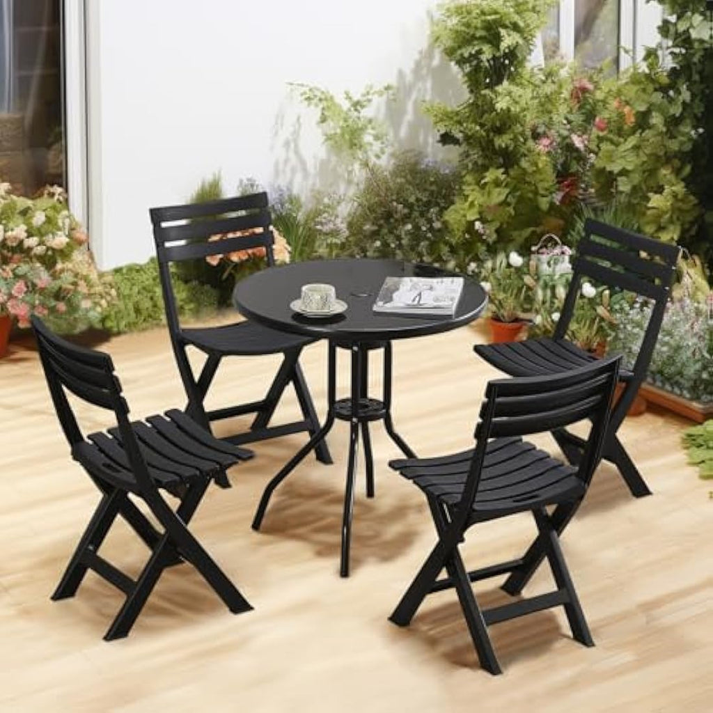 BOOSDEN Folding Plastic Chairs 4 Pack | Portable Outdoor Patio Seating