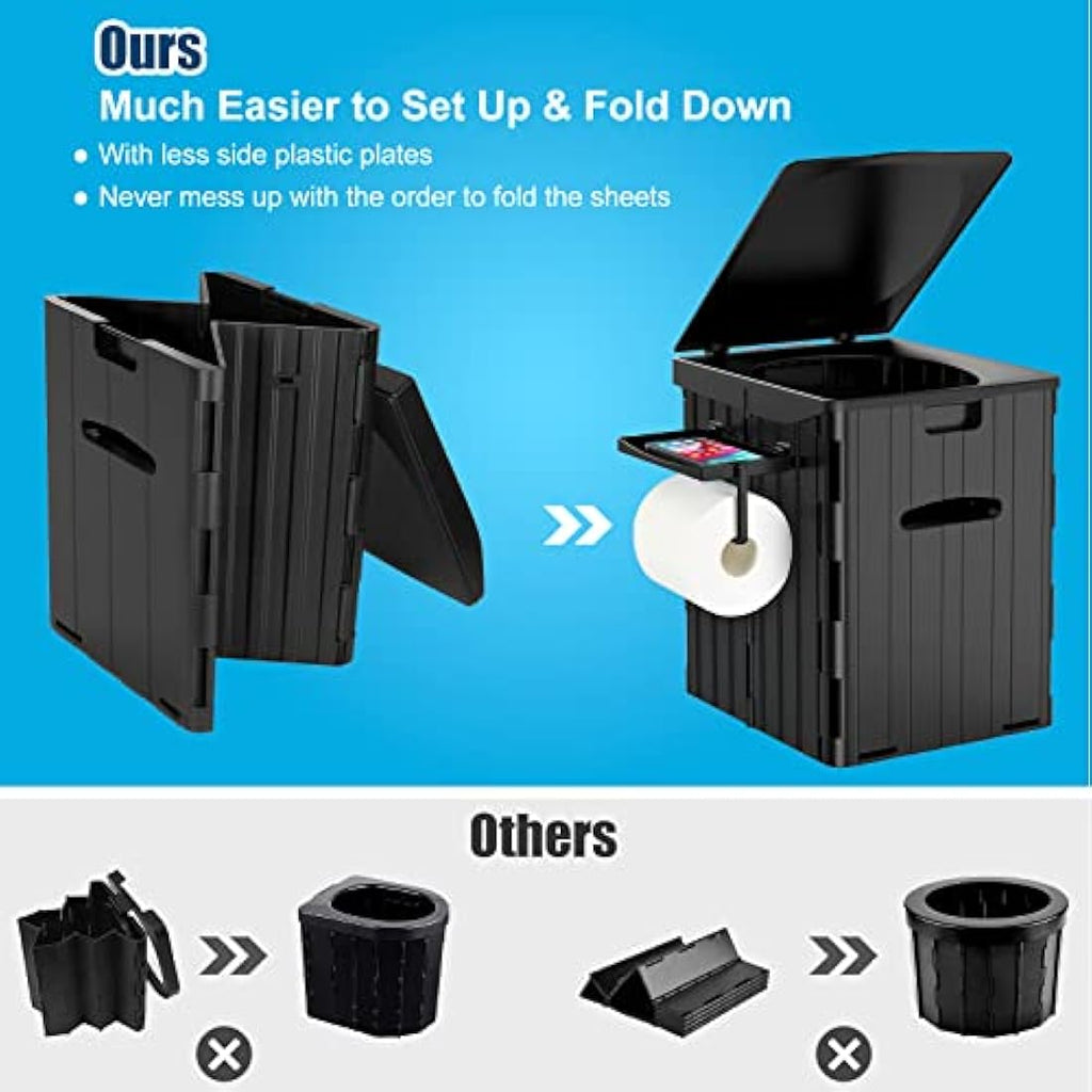 Jolof Store XL Portable Toilet – Foldable Camping Potty with Phone Holder