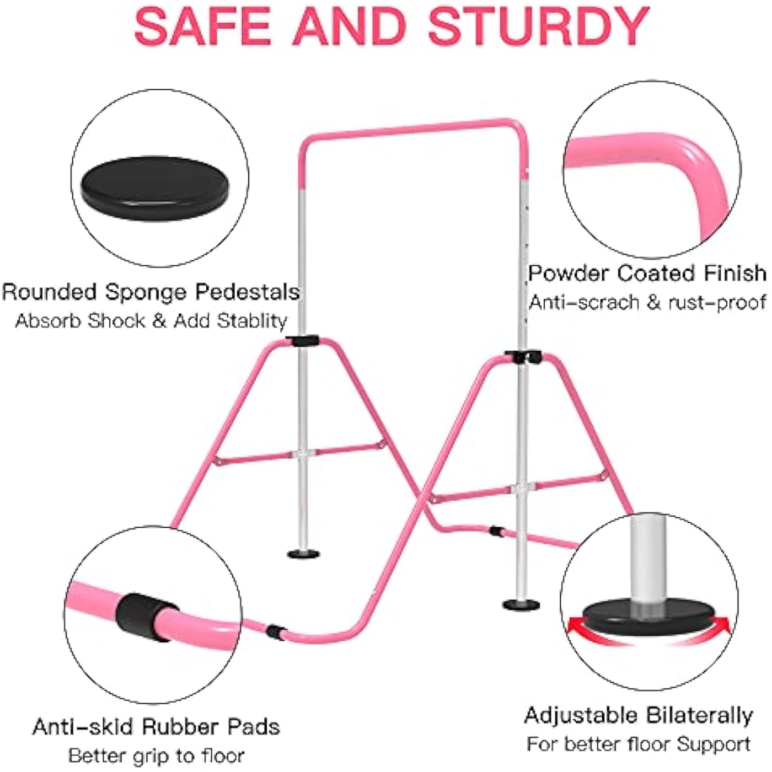 EVERYMILE Gymnastics Bar – Adjustable Folding Kip Bar with Rings for Kids