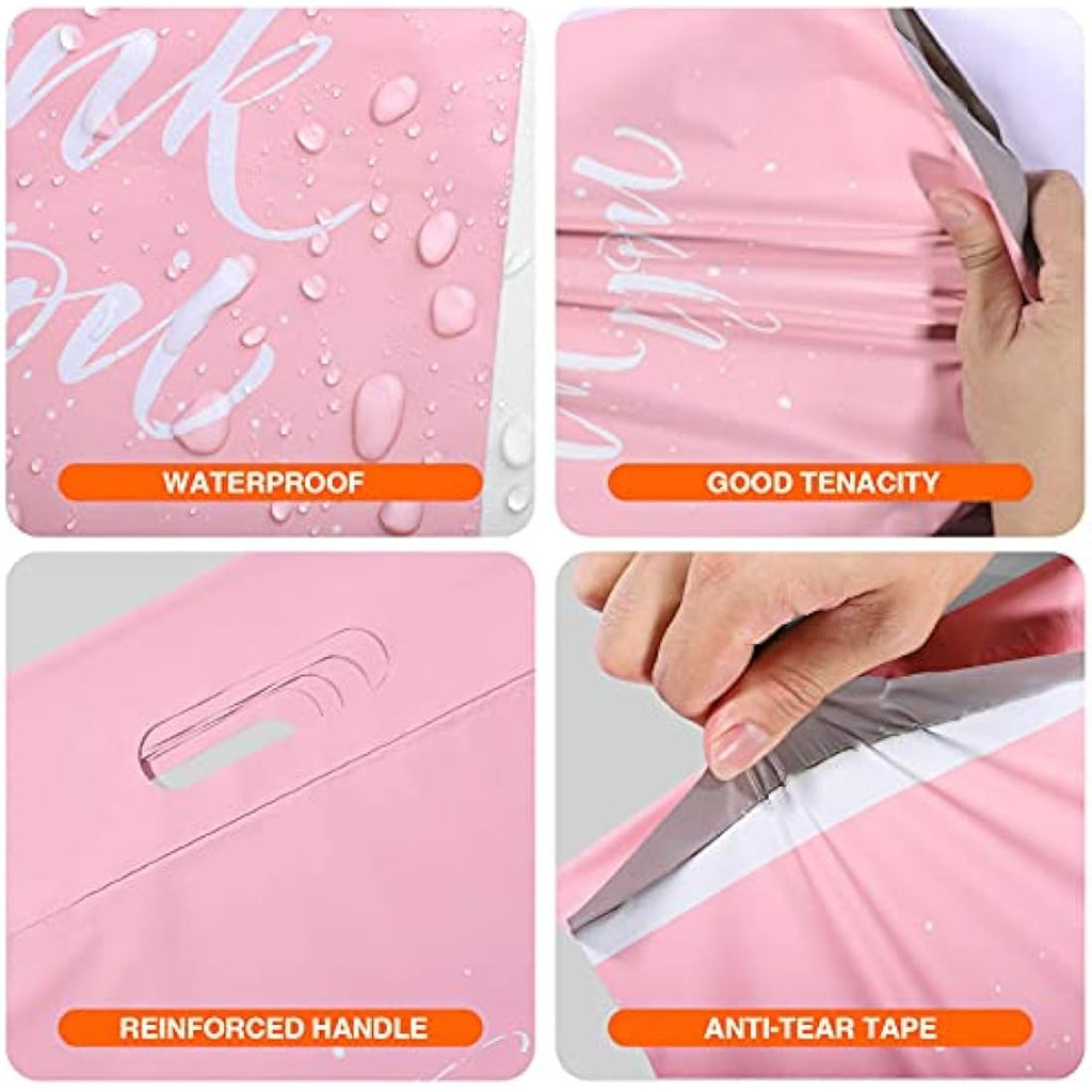 Switory Pink Poly Mailers with Handle | 100Pcs Self-Seal Shipping Bags