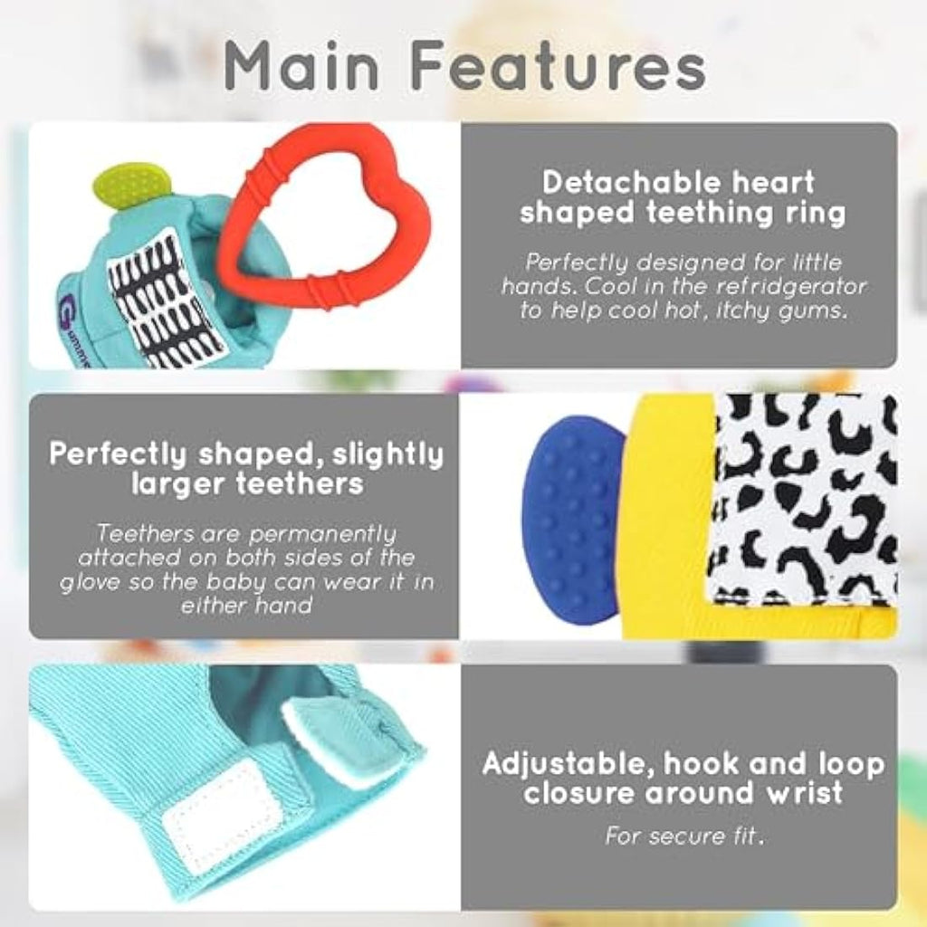 Gummee Glove Baby Teething Mitten – Detachable Silicone Teether (3-6 Months)