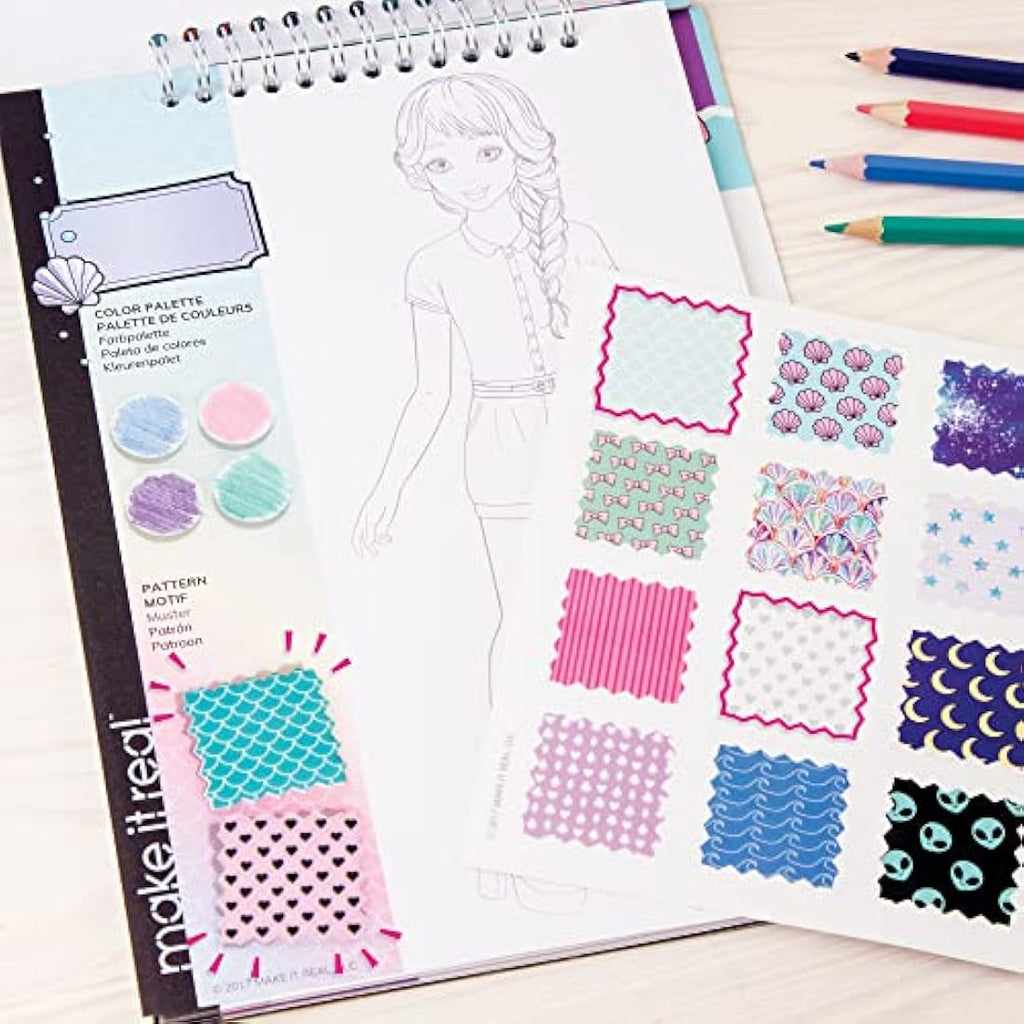 Make It Real Pastel Pop Fashion Design Sketchbook and Coloring Kit