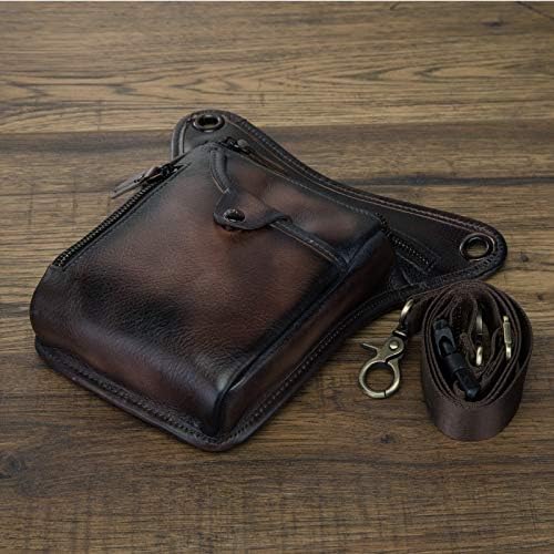 Men's Genuine Leather Motorcycle Drop Leg Bag & Waist Pack