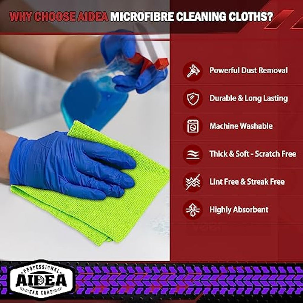 AIDEA Microfibre Cleaning Cloths 100 Pack | Lint-Free Absorbent Rags